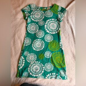 Hatley Teal, white and Lime Patterned mini dress